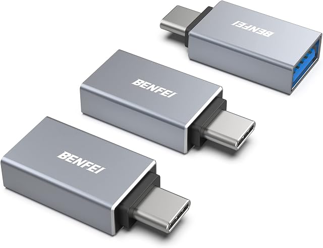 USB C to USB 3.0 Adapter, Benfei 3 Pack USB C to A Male to Female Adapter Compatible with MacBook 2018 2017 2016, Samsung Galaxy Note 8, Galaxy S8 S8+ S9, Google Pixel, Nexus, and More