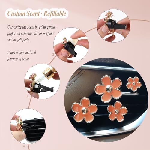Oriesse ORICVU 4Pcs Orange Flowers Car Air Freshener Vent Clips thumb #4