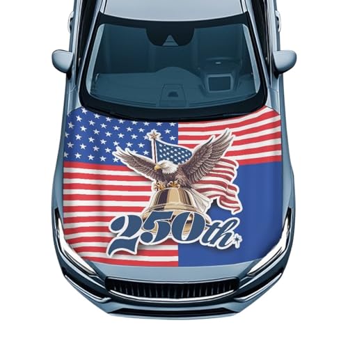 Image of America 250 Car Hood Cover Polyester Elastic Fabrics Washable Suitable for Large SUV and Pickup Trucks 39x59in