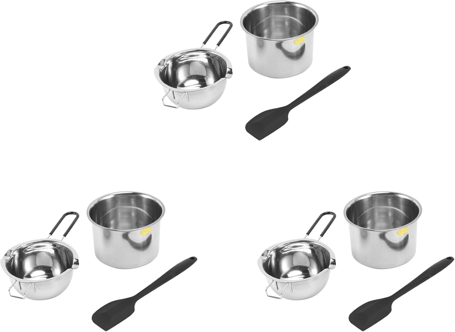 3X Double Boiler Pot Set Stainless Steel Melting Pot with Silicone Spatula for Melting Chocolate,Soap,Wax,Candle Making