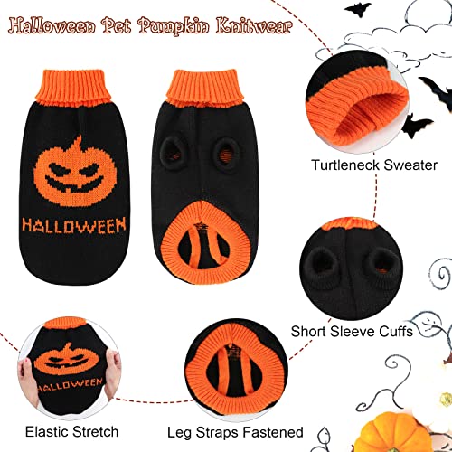 Humlanj 2 Packs Halloween Cat Sweater Turtleneck Knitted Pumpkin Sweaters For Cats Only Kitten Kitty Skull Sweater Warm Winter Knit Pullover Knitwear Puppy Small Dogs #TOP2