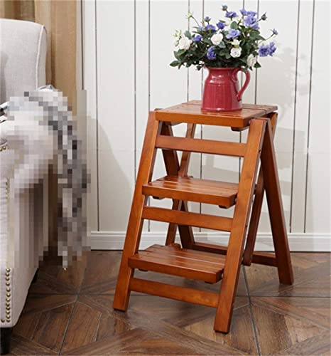 Taburete escalonado de madera maciza con acabado premium y estructura plegable de doble uso 8