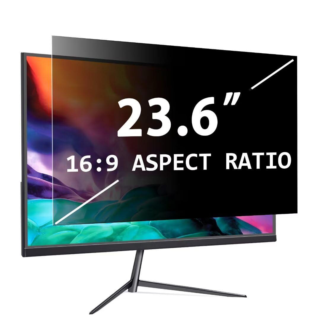 PYS 23,6 pollici Schermo Filtro Privacy per Monitor di Computer 16:9 Rapporto di Aspetto, Anti Luce Blu Anti-riflesso Rimovibile 23,6" Privacy Schermo Filtro Protettore Filtro