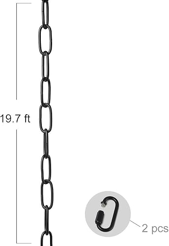 Miniatura 2 de LNC Accesorios de iluminación colgante de 19 pies con cadena de extensión de bucle adicional para candelabro, 2 hebillas, color negro