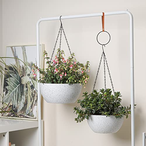 Miniatura 8 de T4u 25cm Macetas Colgantes Con Gancho Desmontable Maceteros Decorativos Interior Y Exterior Con Agujeros De Drenaje Macetas Para Plantas Flores,Decoración Del Hogar Balcón Jardín,Juego De 2