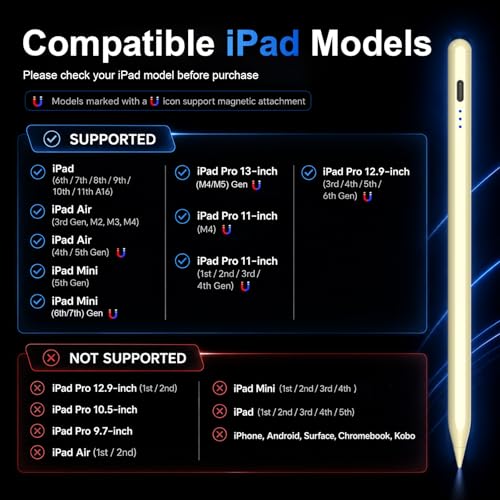Image of HATOKU Stylus Pen for Apple iPad 2018-2026 for Note-Taking Drawing Yellow