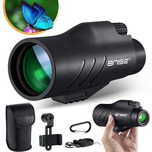 BNISE 10x50 Telescopio Monocular para Adultos Impermeable Monoculares de Largo Alcance Potencia con Estuche Correa para Montaje en el Teléfono para Caza Observación de Estrellas