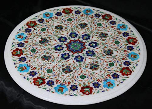 Mesa de café de mármol I Mesa blanca I Mesa auxiliar de mármol I Mesa de patio de mármol I Mesa redonda I Mesa de sofá de mármol 21 x 21 pulgadas