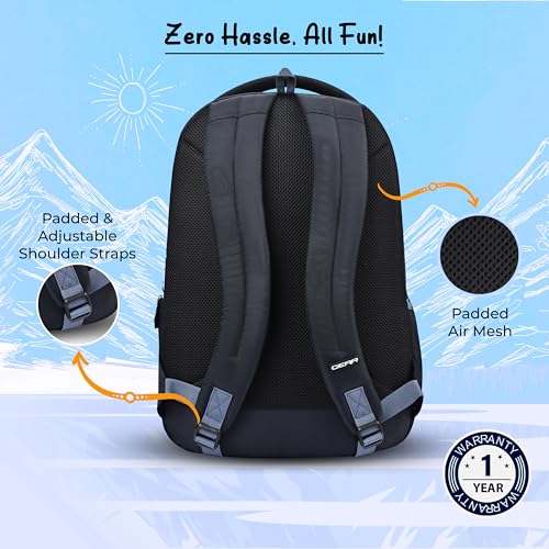 Image of Gear New Alpine 19 inch /36L Large Water Resistant School Bag | Casual Backpack | Daypack | Travel Backpack | Kids Bag for Boys /Girls (Blue - Black)