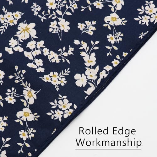 Image of Floral Pocket Squares for Men with Holder Printed Flower Mens Handkerchief Cotton Suit Pocket Hanky for Wedding