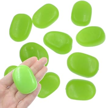 QTTLLI 10Pcs 1.7" Large Glow Pebbles Glow in The Dark Decorative Stones Rocks for Garden Path Walkway Yard Fish Tank, Grass Green