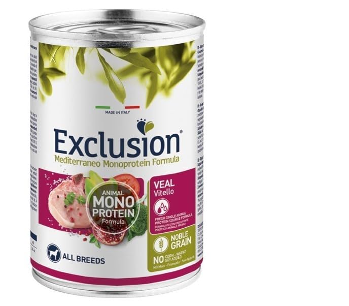 Exclusion Monoproteico All Breeds Adult Umido Vitello 6 LATTINE DA 400g CADAUNO