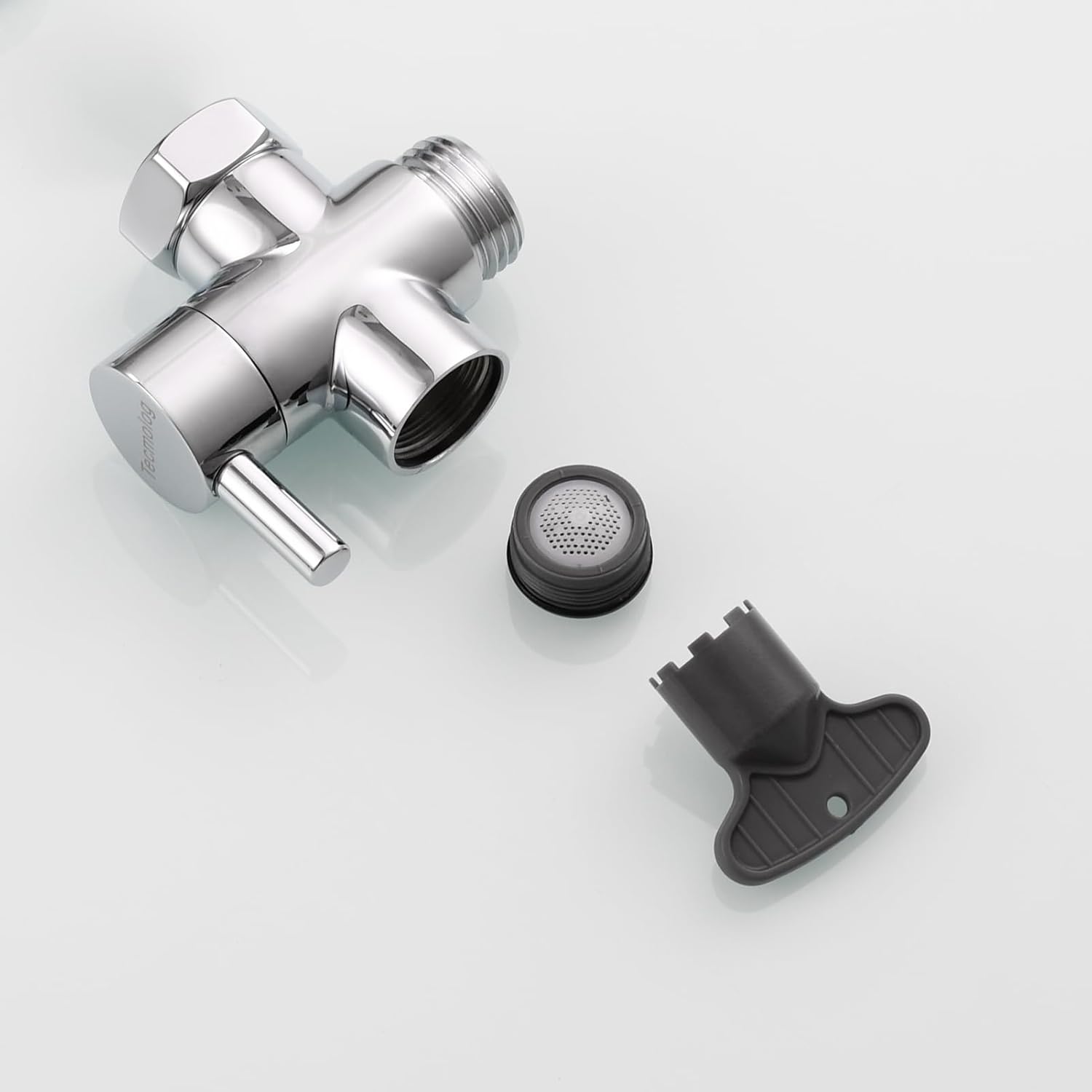Tecmolog Brass Faucet Diverter Valve 3 Way Kitchen Faucet Splitter for Sink, Chrome, SBA021E