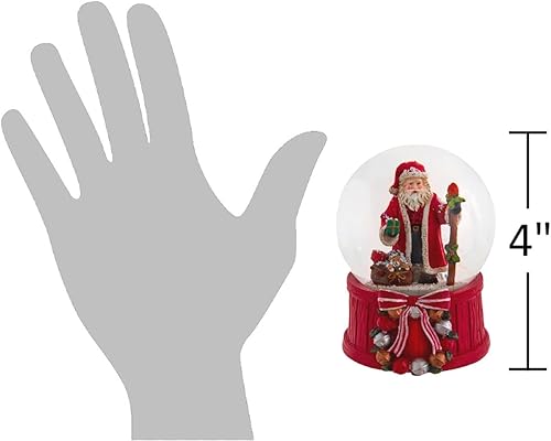 Miniatura 2 de The Bridge Collection Globo de nieve de Navidad de 4 pulgadas, globo de nieve musical - Globo de agua festivo de Papá Noel para decoración navideña
