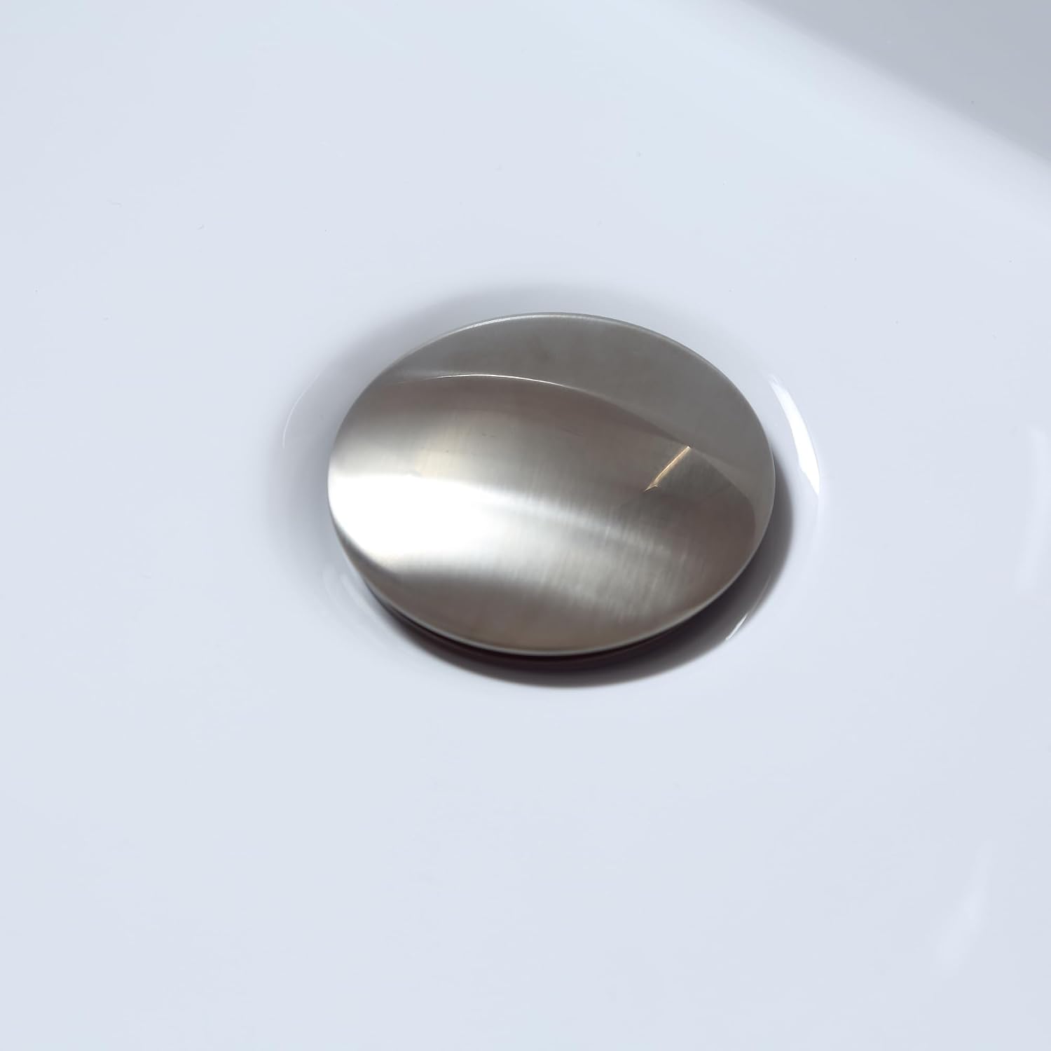 Luxier Brass Bathroom Sink Pop-Up Drain Stopper for Vessel and Vanity Sinks Without Overflow in Brushed Nickel, DS01-TB image 4