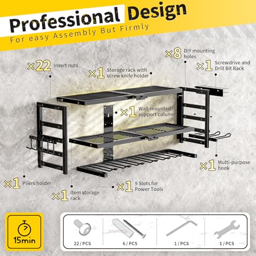 Power Tool Organizer Wall Mount Heavy Duty 320 lbs - image 6