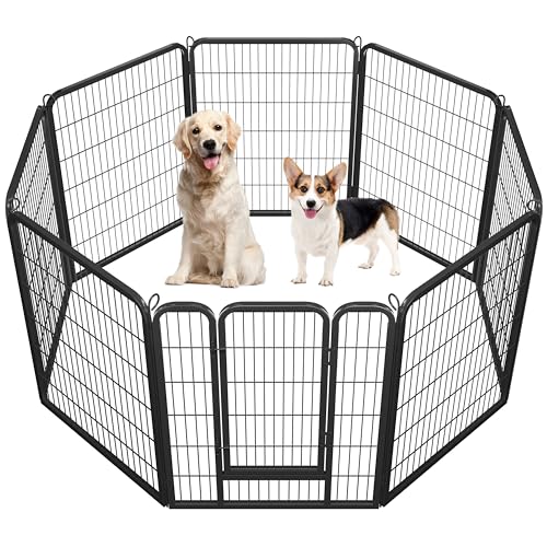 Yaheetech Welpenlaufstall 8 Gitter je 80 x 100 cm,Hundelaufstall Mit automatischer Verriegelung, Freilaufgehege Hundezaun Für Hund, Katze, Welpe, Kaninchen, Hühner