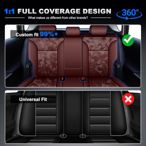 Image of AOMSAZTO Custom Fit Camo Burgundy Seat Covers for Toyota Rav4(Gas)