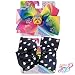 Jojo Siwa Bow for Girls Bundle, 2 Bows and 3 Pack Bracelet - Rainbow Bow with Puppy and Paw Prints and Navy with White Hearts Hair Bow