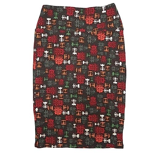 Lularoe Cassie b X-Small XS Geometric Floral Black White Gray Womens Knee Length Pencil Skirt fits Sizes 2-4 XS-62D