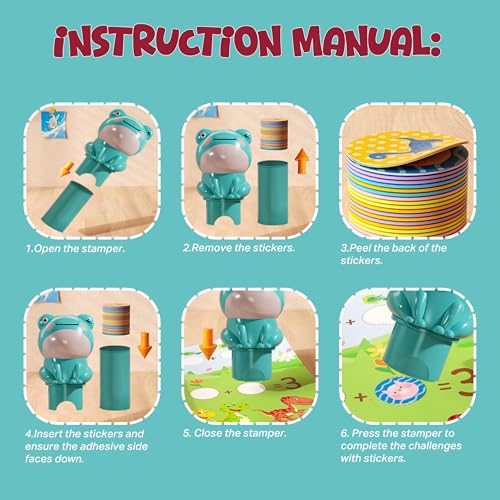 Image of Stamp On Luna, The Frog, Sticker Stamp and Activity Pad with 10 Pages, 100 Stickers, 1 Stamp Toy Collectible Figure, Fun Learning Activity, Return Gifts for Children from 3 Years