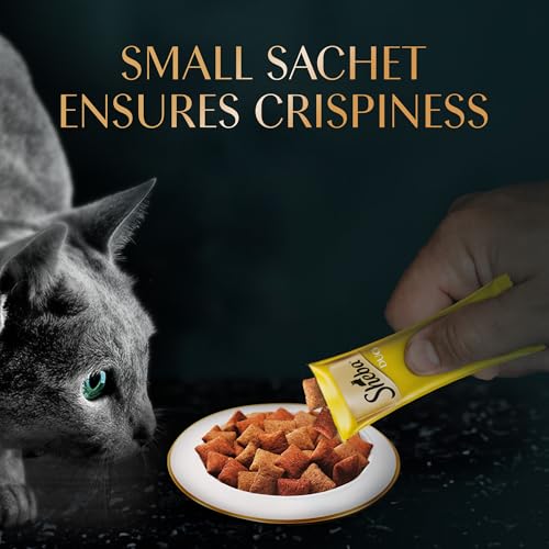 Image of Sheba Duo Adult Crunchy Cat Treats, 135 g, Crispy Outside Soft Inside, Contains 3 Variants, Tuna & Chicken, Salmon & Tuna, Chicken & Salmon (Pack of 4)