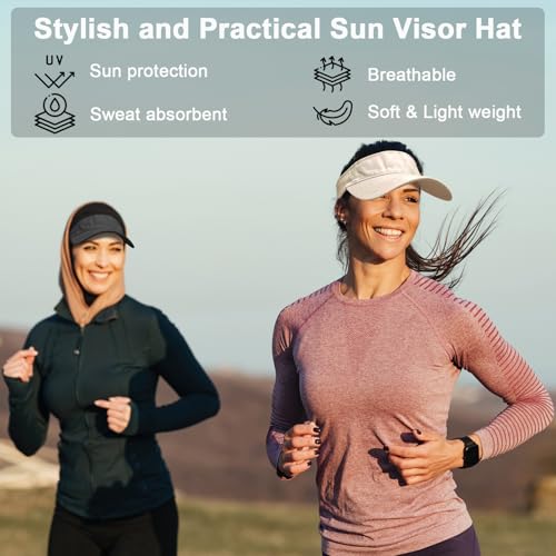 AHLPO Unisex Sonnenkappe Damen Herren, Einstellbar Visor Cap Schirmmütze Atmungsaktiv und Schweißabsorbierend, Sommer Sonnenvisier für Golf Tennis Baseball Radfahren Outdoor (Schwarz)