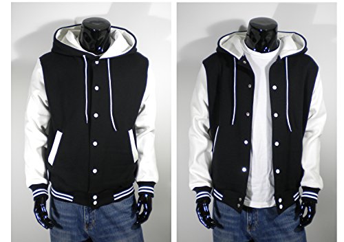 Men's Hood Baseball Varsity Jacket White2