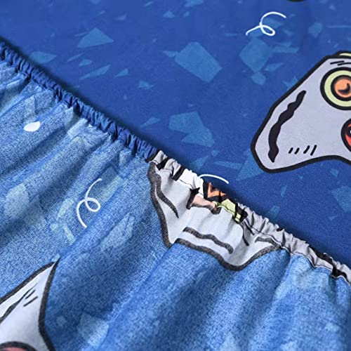 Sdiii 3Pcs Blue Gamer Print Full Size Sheet, Gamepad Bedroom Decor Fitted Sheet Set, For Teens Boys, Kids And Children #TOP3