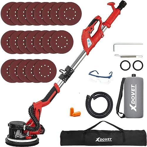 XDOVET Wandschleifer, 850W Elektroschleifer mit 20 Schleifscheiben 1pcs | 6 variablen Geschwindigkeiten von 800 bis 1750 U/min, ausziehbarem Griff, LED-Beleuchtung, langem Staubsch