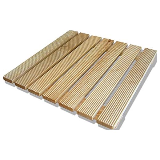 CASTELMERLINO Caillebotis de Douche en mélèze avec Lattes vissées 58x58 cm pour receveurs de Douche 80x80