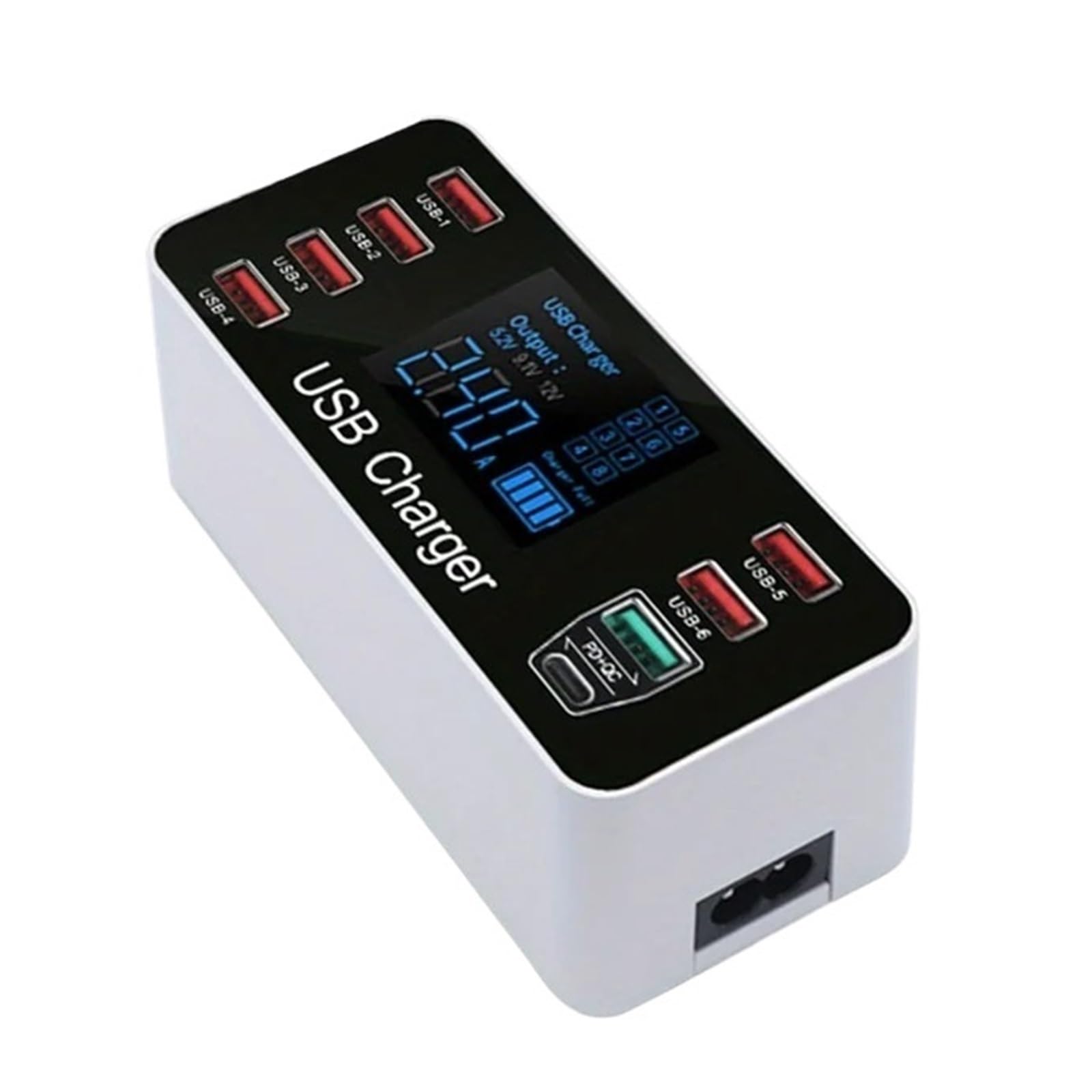 Caricabatterie Rapido Da 40 W QC3.0 Stazione Di Ricarica Multi USB A 8 Porte Rapida For Tablet Desktop