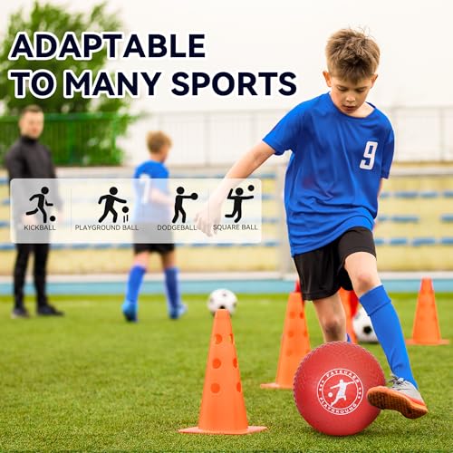 10 Inch Kickball Set, Playground Ball with Carrying Bag, Dodge Balls for Kids and Adults, Bouncing Sport Handball and Toy Ball, Outdoor Rubber Balls Official Camps and Schools Play Ball - Image 5