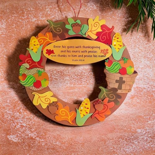 Inspirational Thanksgiving Wreath Craft Kit - Makes 12 - Crafts for Kids and Fun Home Activities — view 3