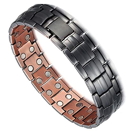 Bracelet magnétique en cuivre Black Power en 14,6 cm - Bracelet 3000 Gauss - Bracelet aimanté - Bracelet cuivre - Bijoux magnétiques