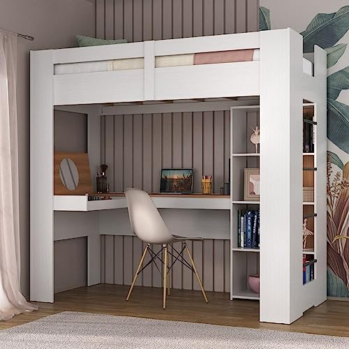 Cama Alta Multifuncional com Escrivaninha Penteadeira, Hecol Móveis