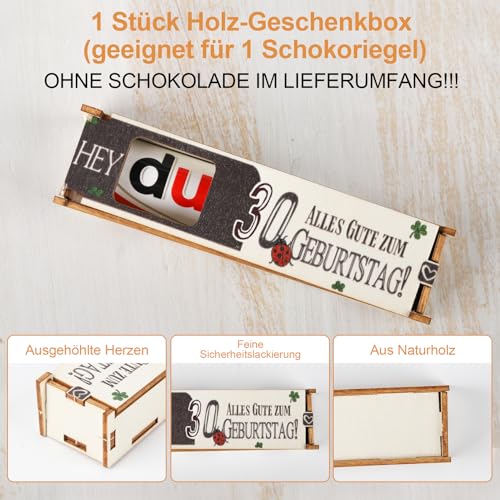 Duplo Geschenkbox 30. Geburtstag – Holz Geschenk Box für Duplo Schokoriegel – „Hey Du Alles Gute Zum Geburtstag“ – Deko & Geschenkidee für Mädchen, Jungen, Frauen, Männer, Kollegen (30)