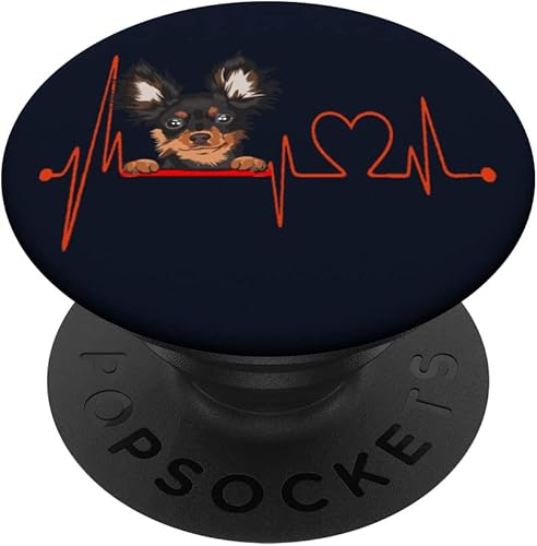 Juguete ruso Terrier Heartbeat EKG Mi perro es mi San Valentín PopSockets intercambiables PopGrip