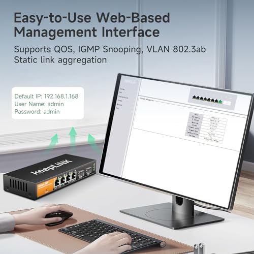Image of 6 Port 2.5G Smart Web Managed Switch, 4 x 2.5G Base-T Ports, 2 x 10G SFP+ Slots, Support Static Link Aggregation, QoS /VLAN /IGMP, Metal Fanless Multi-Gig Network Ethernet Switch