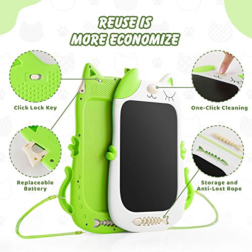 KingsDragon LCD Writing Tablet Drawing Doodle Board, Colorful Toddler Doodle Board Drawing Tablet, Erasable Reusable Electronic Drawing Pads, Educational and Learning Toy for Boys Girls(Green)