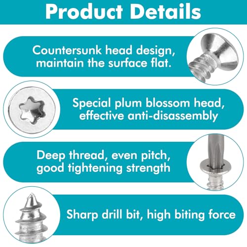 150 Stück Selbstschneidende Edelstahl Torx-Schrauben, M3*10mm Senkkopf Torx Schrauben, Pflaumenkopf Edelstahl 304 Holzschrauben mit T10 Schraubendreher, Edelstahl Schrauben für Möbel (150, M3*10)
