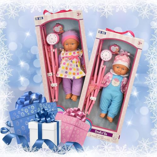 Image of DUNGRANI ENTERPRISE Upgrade 16 Inch Baby Doll Stroller Toy for Kids Big Size Baby Doll Fun Vehicle Play Set for Babies Infants Toddlers Girls Kids (Pink)