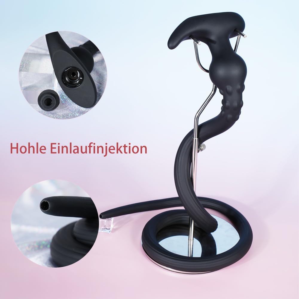 Analplug Anal Dusche Einlauf Extra Lang Silikon Buttplug Enema Irrigator Analdusche Vaginaldusche Intimdusche Analreinigung Intimreinigung Anal Spülung Sex Toy für Frau Männer(Schwarz*L)