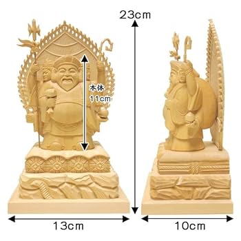 大黒天　仏像　木彫り 桧木　新品　美品 Amazon｜桧製 三面大黒天 23cm 木彫り 仏像｜仏像 オンライン通販