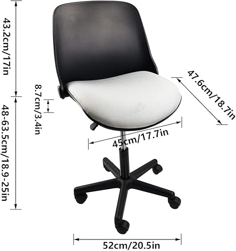 Miniatura 3 de KKTONER Silla de oficina con respaldo medio, taburete giratorio con ruedas, altura ajustable, silla de escritorio para computadora con respaldo