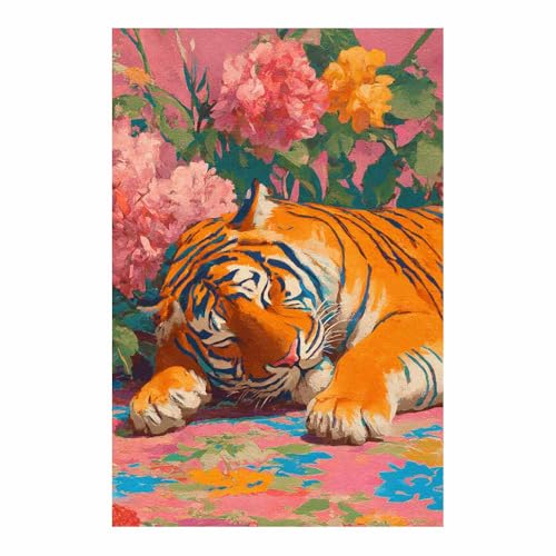 Tableau tigre orange268 impression HD toile 70x100cm sans cadre pour decoration murale salon
