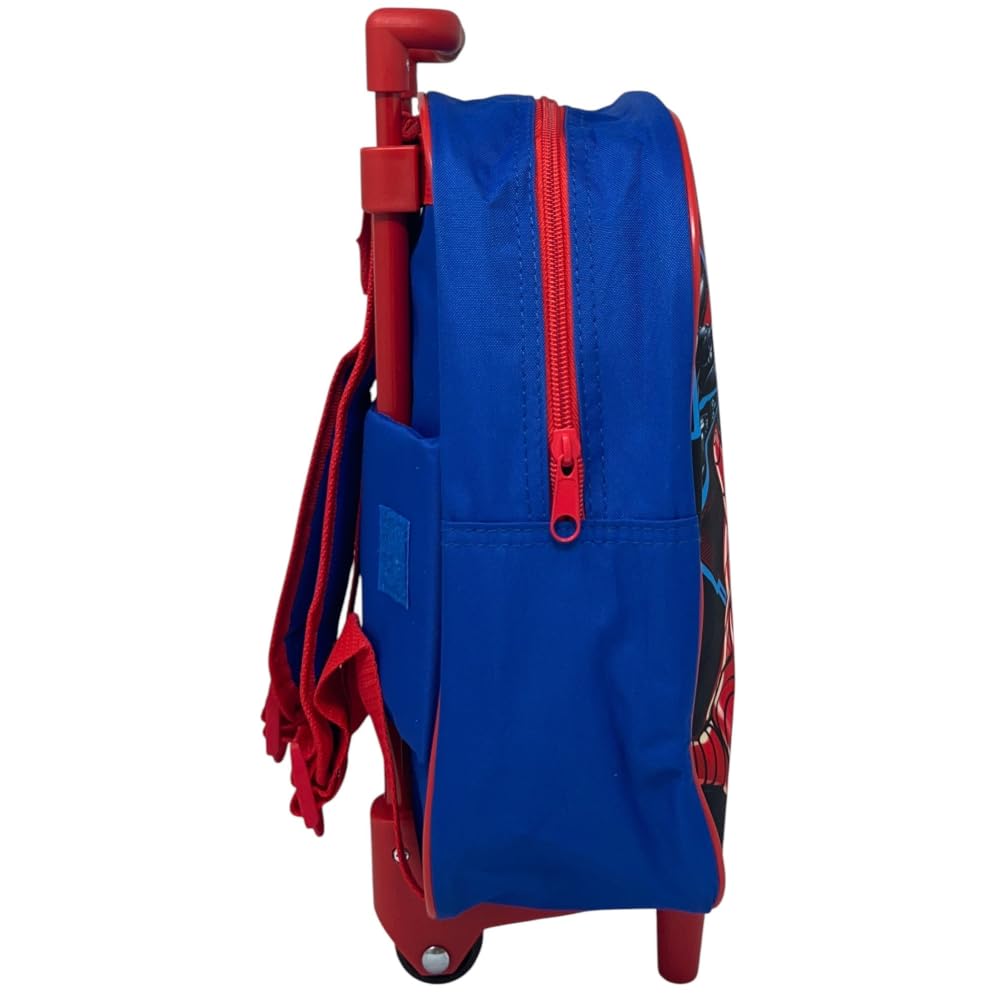 Sac à dos avec trolley sac pour la maternelle sac à dos 28 cm avec roues et poignée extensible, Spiderman, 28 cm