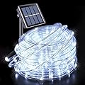JMEXSUSS 200 LED Solar Rope Lights for Pool, 72ft 8 Modes Solar Rope Lights Outdoor Waterproof LED Solar Powered Rope Tube Fairy Lights for Fence,Gazebo,Yard,Walkway,Path,Garden Decor(White)