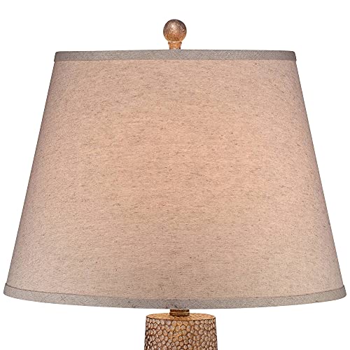 Franklin Iron Works Bentley Rustic Farmhouse Table Lamps Set Of 2 29" Tall Brown Leaf Hammered Metal Pot Off White Empire Shade For Bedroom Living Room House Home Bedside Nightstand Office Entryway #TOP6