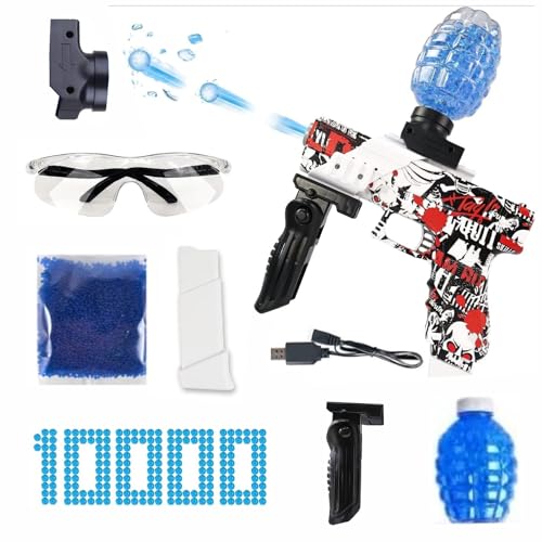 Image of Gel Blaster Automatic Toy Gun /Electric Outdoor Toy Machine Gun for Kids /Water Ball Pistol for Kids-Adults /Shooting Range Upto 70 feet Gun with 10000 Gel Balls - (Red & White)